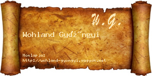 Wohland Gyöngyi névjegykártya